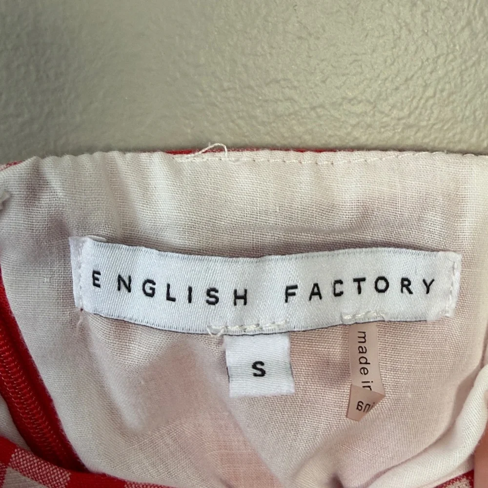 English‎ Factory Gingham Checked Mini Dress Size Small Red White Retro